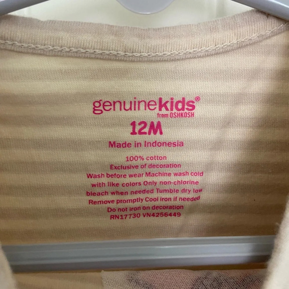 EUC | Genuine Kids by Oshkosh baby girl’s striped floral embroidered top — 12 mo - Picture 4 of 6